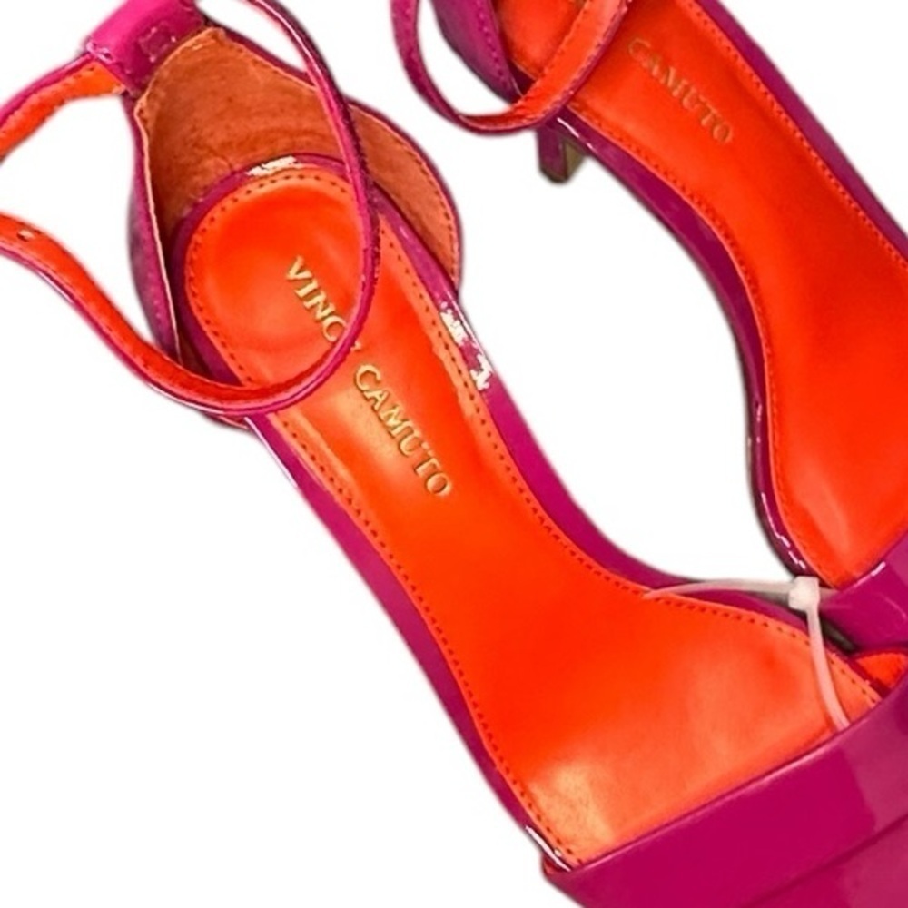 NEW Vince Camuto Enella Barbie Pink Patent Heels | Strappy Sandal | Size 5.5 - Picture 7 of 8